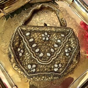 Beautiful antique beaded purse, handbag, pocketbook made in Belgium